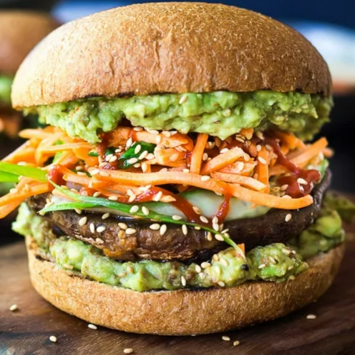 Spicy Miso Portabello Mushroom Burger (vegan)