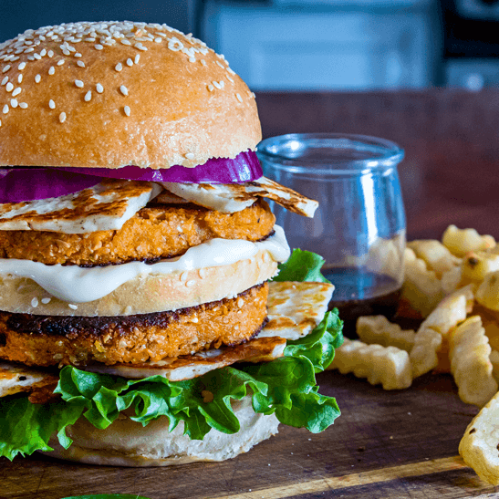 Vegetarian Sweet Potato Burgers with Halloumi Recipe