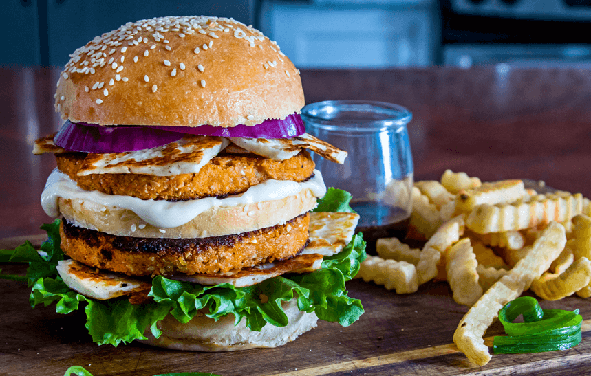 Vegetarian Sweet Potato Burgers with Halloumi Recipe