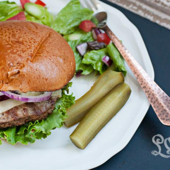 THYME AND FETA LAMBURGERS WITH AVOCADO AIOLI RECIPE