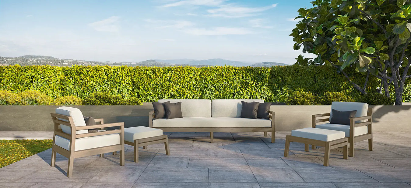 Cabana Coast Sol Teak Conversation Set. Landing.