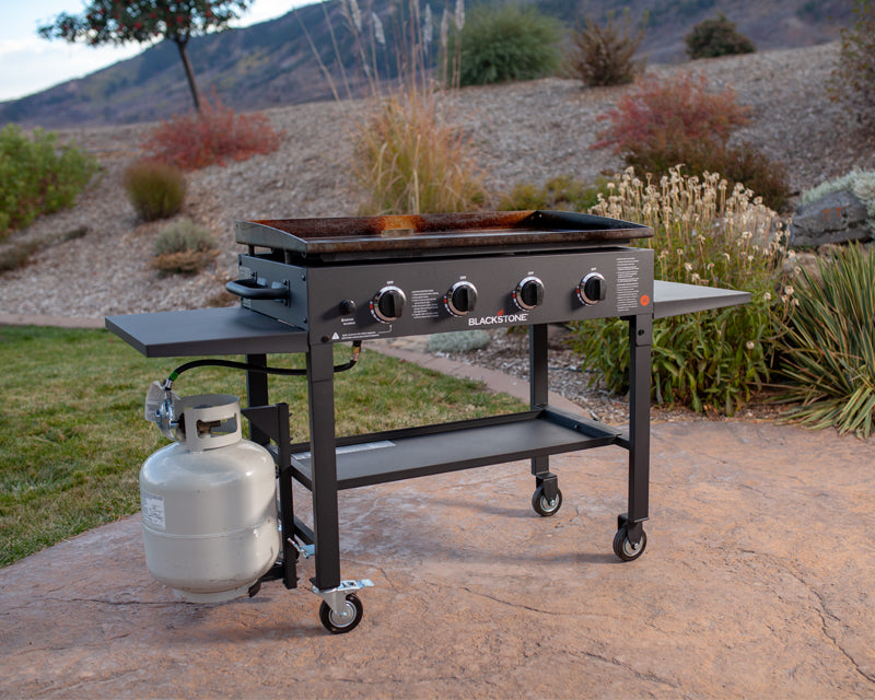 36” Griddle Cooking Station with accessory side shelf and paper towel holder. Model#1825