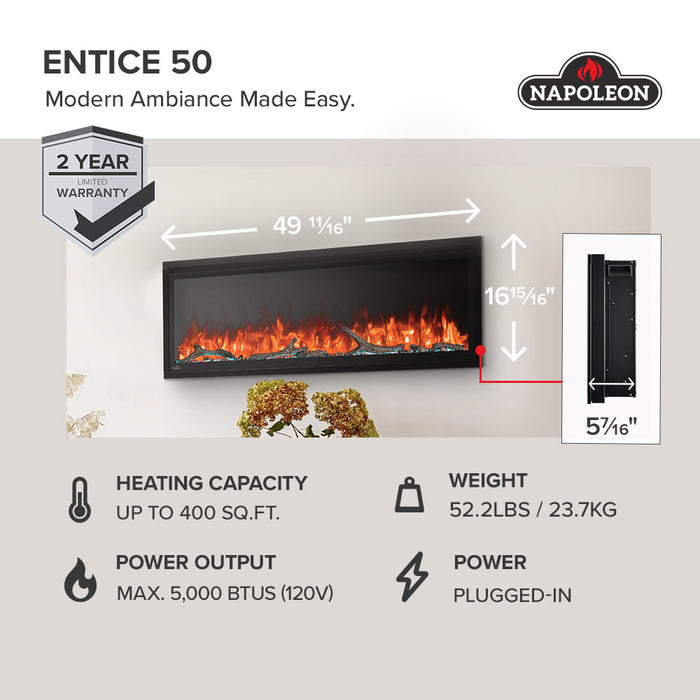 Napoleon 60" Entice Electric Fireplace