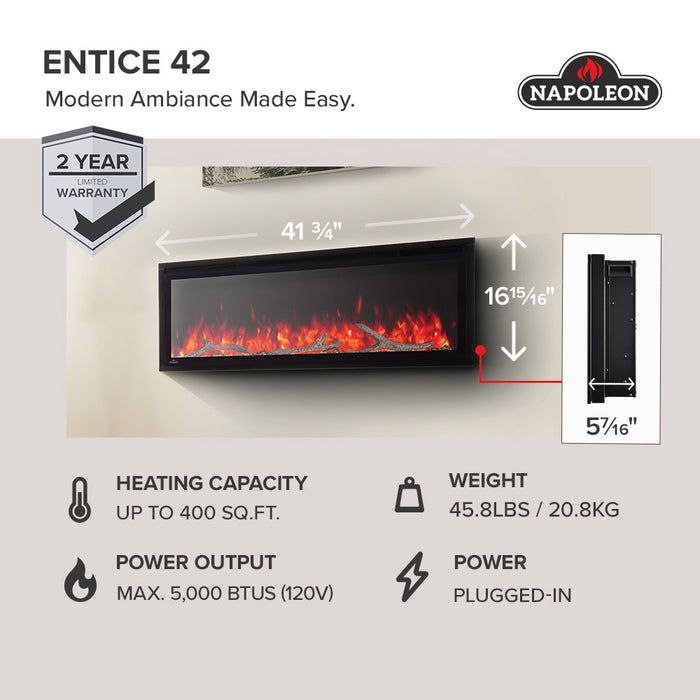 Napoleon 42" Entice Electric Fireplace