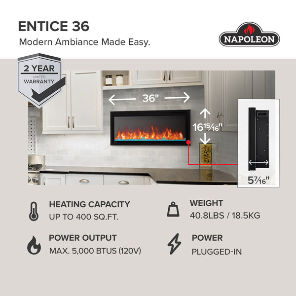 Napoleon 36" Entice Electric Fireplace