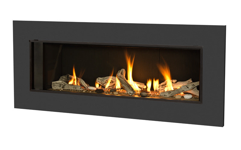 Valor L2 Linear Series Gas Fireplace - Driftwood Set / Black Surround