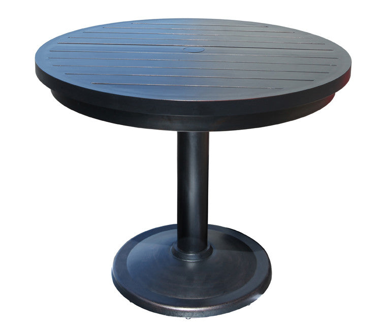 Monaco Counter Height Table by Cabana Coast - 30" Round Pedestal Table - Dark Rum