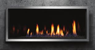 Marquis Linear gas fireplace with dark glass ember bed