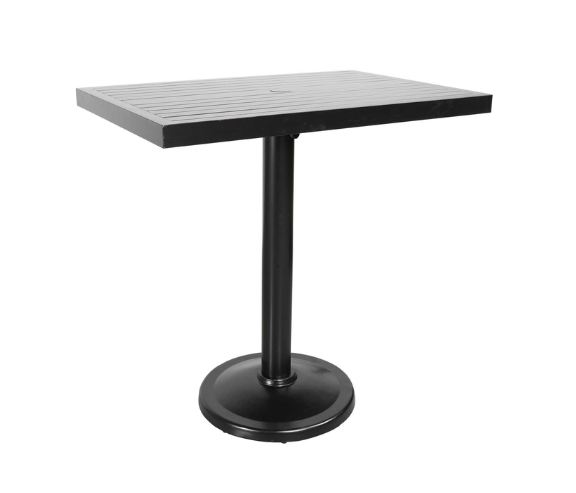 Monaco 42" x 28" Rectangular Pedestal Bar Table - Black