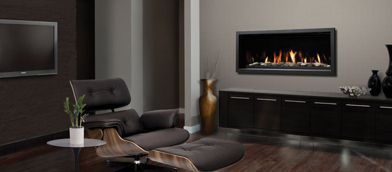 Linear Marquis Fireplace Skyline II with rock ember bed