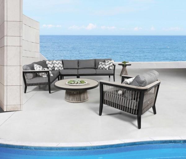 Cabana Coast Cove Sectional with Corner Piece. Sol Rope Conversational Grouping.