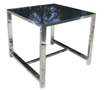 Cabana Coast Soho Sectional 23" Square Side Table With Glass - Stainless Steel
